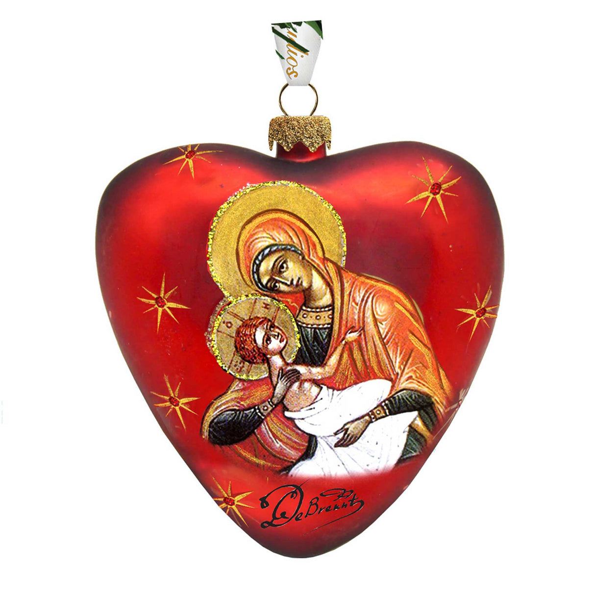 Mary and Jesus Heart Glass Ornament by G. DeBrekht - Nativity Holiday Decor - 73231