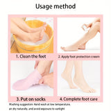 Lot de 2 chaussettes en gel de silicone pour le soin des pieds, hydratantes et anti-crevasses, pour le massage, anti-peaux mortes, soulage la douleur, sans alcool, de qualité familiale, sans alimentation électrique.