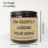 5.3oz Soy Wax Scented Candle with Inspirational Message - "I'm Silent Judging Your Veins for Loving You" - Perfect Appreciation Gift for Nurses, Nursing Students, and Loved Ones on Birthdays, Graduations, or Nurse's Day, Nurs