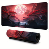 Red Landscape Large Gaming Mouse Pad, Laptop/Desktop Office Use Non-Slip Rubber Base Mousepad Stitched Edges Keyboard Desk Pad For Schools, Offices, Home And Company, Super Cool Office Large Mouse Pad