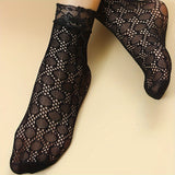 5 Pairs Fashion Thin Floral Lace Socks, Comfy & Breathable Short Socks, Women's Stockings & Hosiery