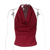 Women's Halter Backless Tank Vest Fashion Solid Color Slim Fit Tied Tube Top - Lootquake