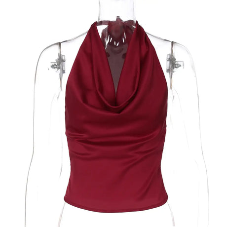 Women's Halter Backless Tank Vest Fashion Solid Color Slim Fit Tied Tube Top - Lootquake