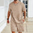 Sports Casual Suit Solid Color Round Neck T-shirt Shorts - Lootquake