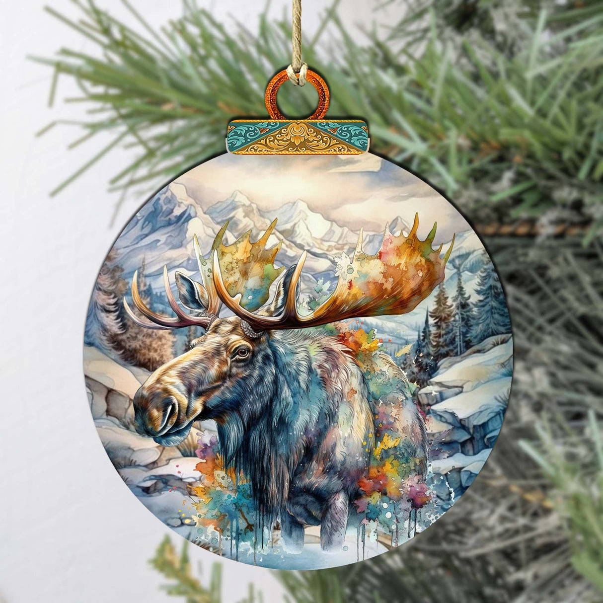 Mighty Moose Of Alaska Wooden Ornaments by G.Debrekht - Wildlife Holiday Decor - 870054