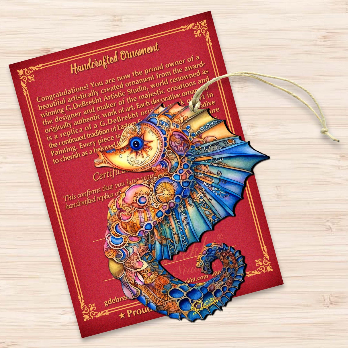 Nautical Christmas Ornaments - Mosaic Seahorse Wooden Ornaments by G.Debrekht Coastal Holiday Decor - 8688191