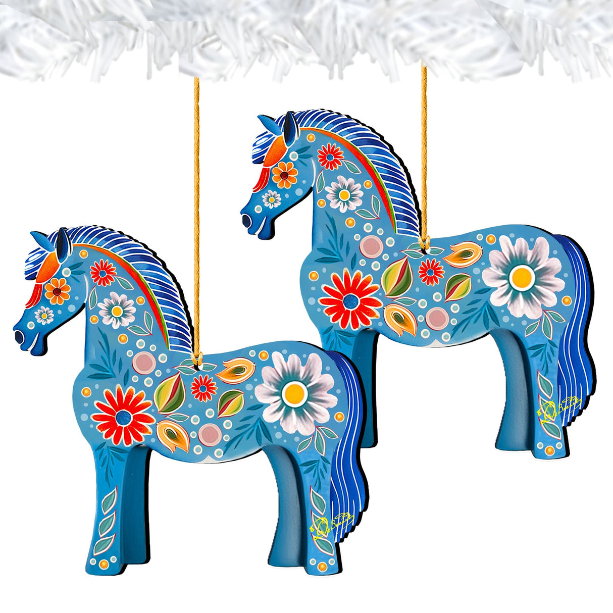 Danish Horse Decorative Wooden Ornaments by G. Debrekht - Love Family Decor - 8688311
