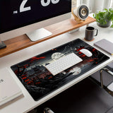 Japanese Style Full Moon River Landscape Desk Mat, Non-Slip Rubber Gaming Mouse Pad, Extended Keyboard Mat for Office and Home Decor, 35.4 x 15.7 Inches