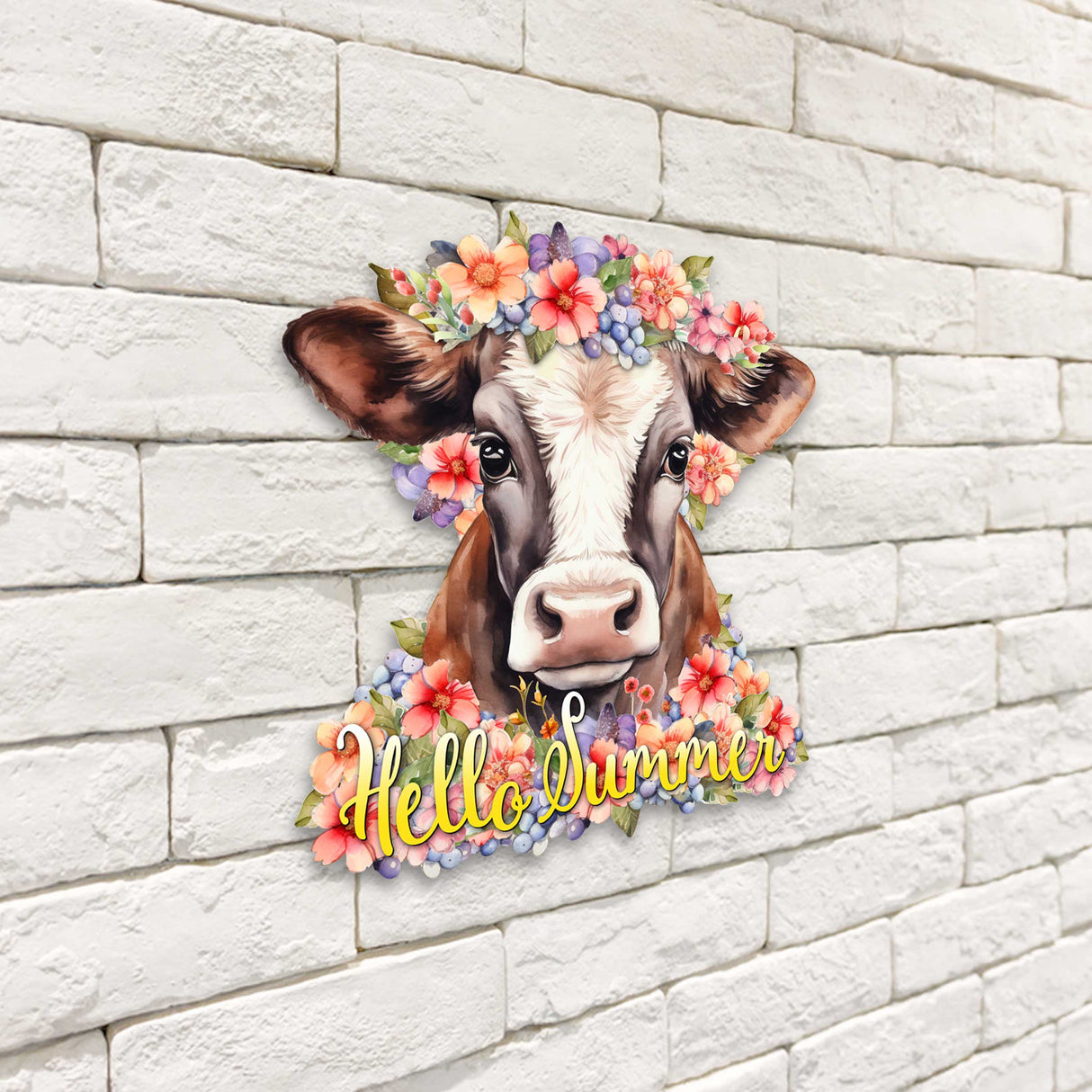 Letrero de bienvenida para puerta de entrada Hola verano Porche delantero Corona de verano Pancarta de entrada principal Flores Letrero de bienvenida - Decoración de porche delantero de madera - 933111H