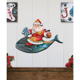 Decoración navideña para puerta con ballena y Papá Noel de G. DeBrekht - Decoración navideña con muñeco de nieve y Papá Noel - 8117827H