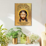 The Holy Face Wooden Gold Plated Religious Orthodox Sacred Icon - Inspirational Icon Decor - 85018