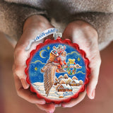 Santa on Goose Wreath Glass Ornament by G. DeBrekht - Christmas Santa Snowman Decor - 759-036