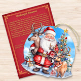Santa with Reindeer Wooden Ornaments by G. Debrekht Christmas Santa Snowman Decor - 8611032