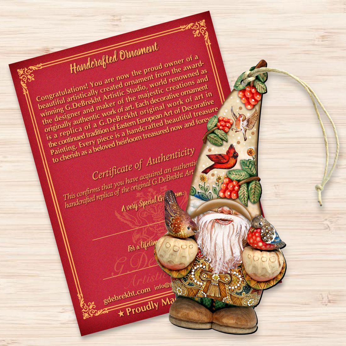 Fall Gnome Dwarf Wooden Ornaments by G. DeBrekht - Thanksgiving Halloween Decor - 8611013