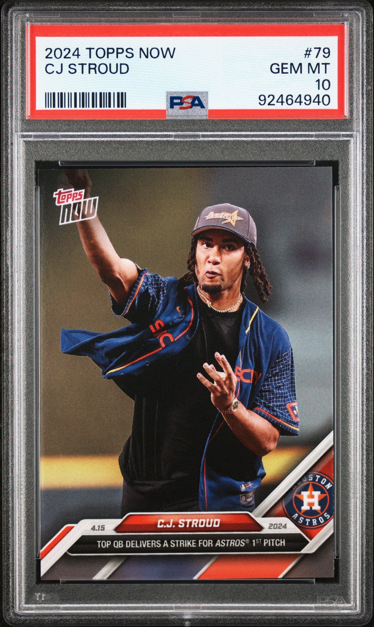 Tarjeta de fútbol RC de CJ Stroud #79, novato, clasificada en Topps Now 2024, PSA 10 Gem Mint
