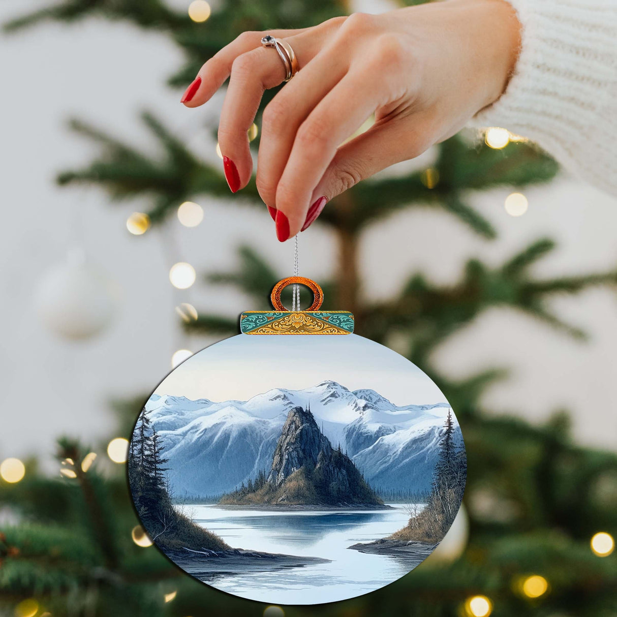 Adornos de madera "La magia de la naturaleza de Alaska" de G.Debrekht - Decoración navideña con temática de vida silvestre - 870078