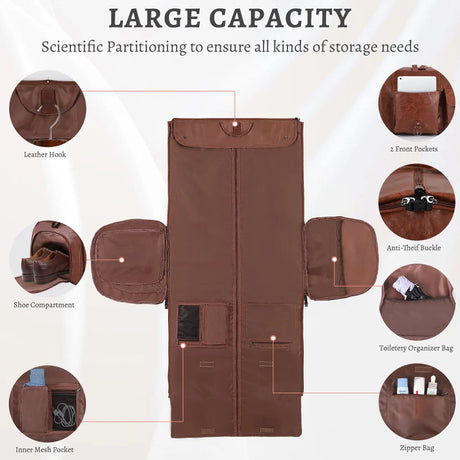 Large Capacity Men's Leather Suit Storage Bag - Lootquake