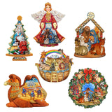 Nativity Decorative Wooden Clip-on Ornaments Set of 6 by G. Debrekht - Nativity Holiday Decor - 8090133C-S6