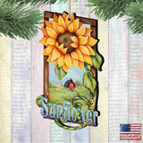 Adornos de madera de granjas de girasoles de Jamie Mills-Price - Decoración de primavera para Pascua - 8457701