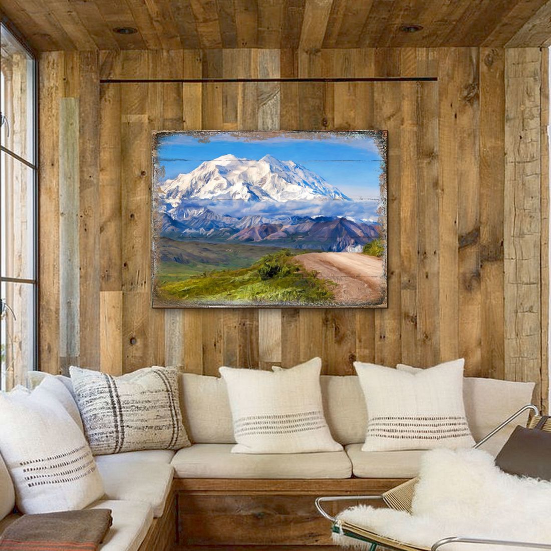 Mountain View Art Wooden Wall Art by Nature Wonders - Nature Wildlife Decor  - 95242B