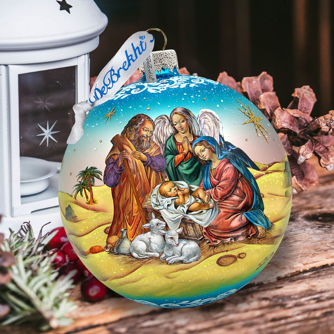 Nativity Ball in Blue Glass Ornament Limited Edition by G. DeBrekht - Nativity Holiday Decor - 73863