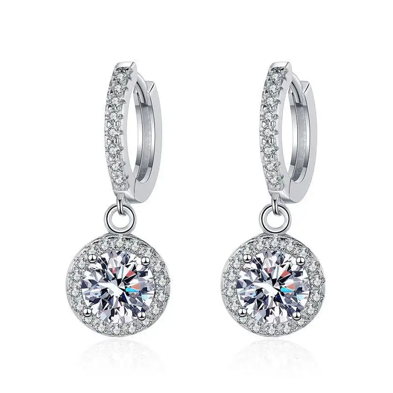 Moissanite Tassel Princess Round Bag 1 Karat Silver Earrings - Lootquake