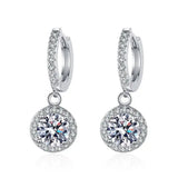 Moissanite Tassel Princess Round Bag 1 Karat Silver Earrings - Lootquake