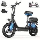 Trottinette électrique pour adultes, avec siège, moteur 740 W, autonomie jusqu'à 32 km/h, batterie 48 V 56,4 V 15 Ah, pneu 14 pouces, avec boîte arrière.