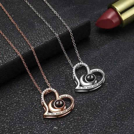Women's S925 Sterling Silver Heart Shaped Moon Necklace - Lootquake