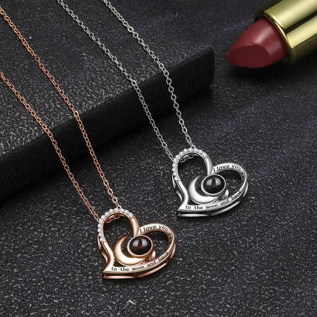 Women's S925 Sterling Silver Heart Shaped Moon Necklace - Lootquake