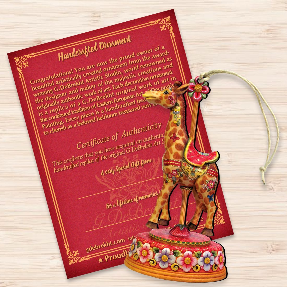 Carousel Giraffe Christmas Wooden Ornaments by G. DeBrekht - Carousel Holiday Decor - 8114048