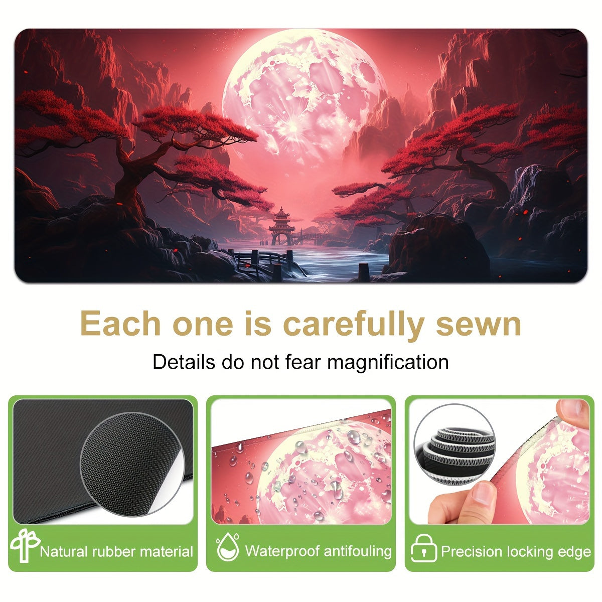 Red Landscape Large Gaming Mouse Pad, Laptop/Desktop Office Use Non-Slip Rubber Base Mousepad Stitched Edges Keyboard Desk Pad For Schools, Offices, Home And Company, Super Cool Office Large Mouse Pad