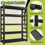 Book Shelf, 5 Tier Metal Wide Book Shelves, Heavy Duty Bookcase, Adjustable Bookshelf, Tall Book Shelf for Living Room & Bedroom and Library, Black Book Shelf (35.4" W*16" D*72" H)