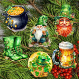 Juego de 6 adornos decorativos de madera con clip para el Día de San Patricio de G. Debrekht - Decoración del Día de San Patricio - 8090058C-S6