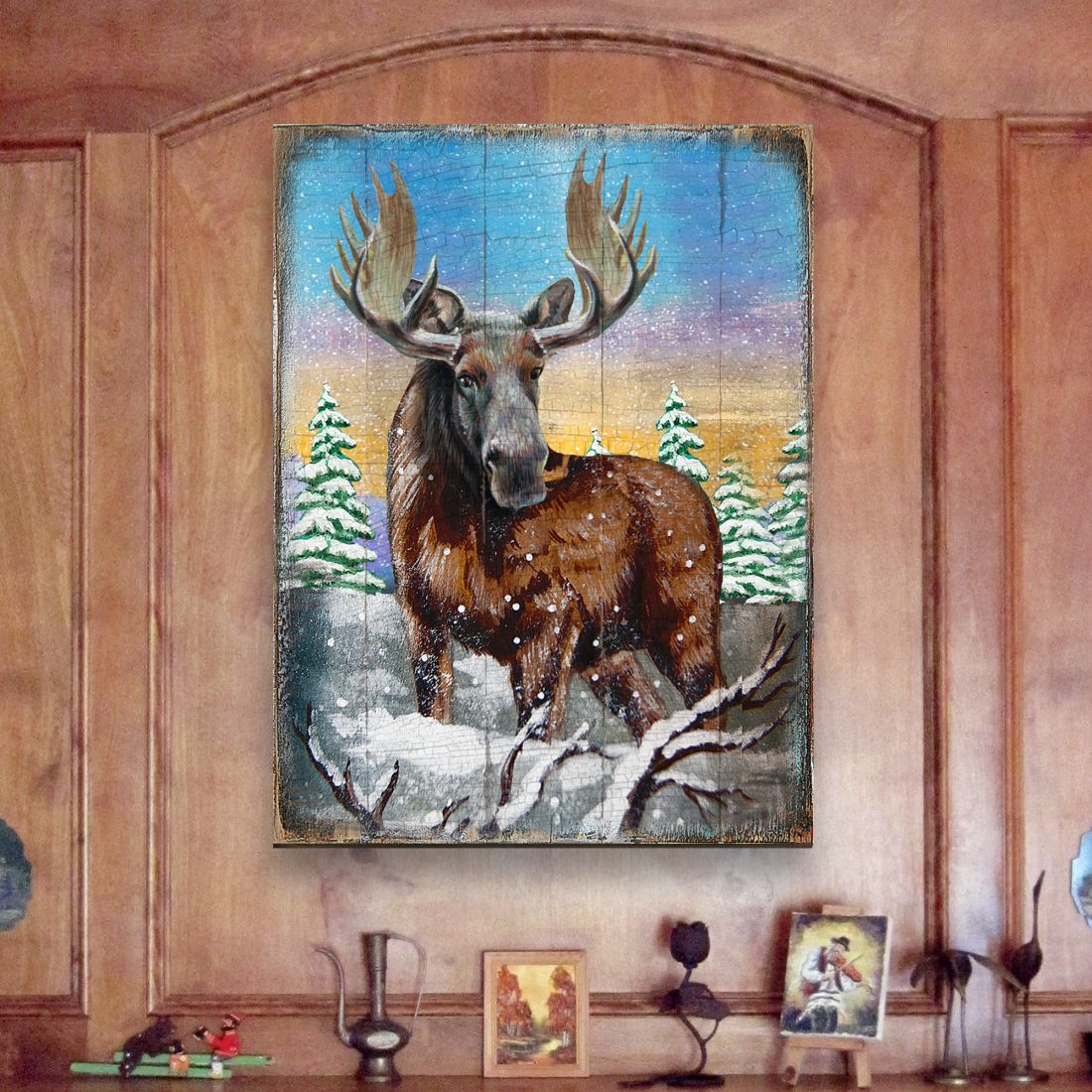 Moose Art Wooden Wall Art by Nature Wonders - Nature Wildlife Decor  - 95216B