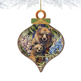 Adornos de madera Grin Bear it Grizzly Mother Cub de J. Bergsma - Decoración navideña de vida silvestre - 8591947-JB