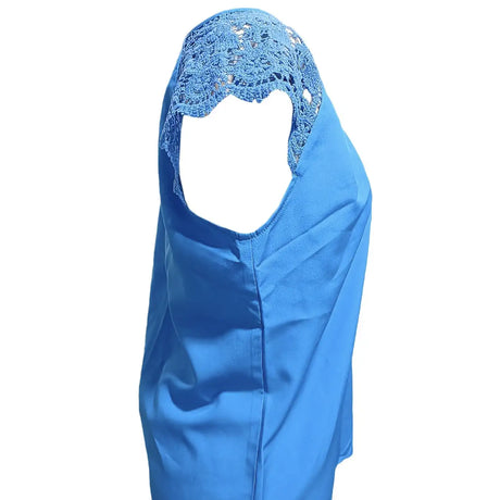 Women's Summer Top With Contrasting Lace Buttonhole Collar - Lootquake