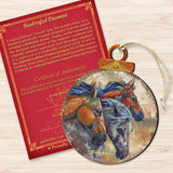 Let Them Run Horse Heads Wooden Ornaments by J. Bergsma - Wildlife Holiday Decor - 8591259-JB