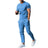 Solid Color Casual Round Neck Short Sleeves T-shirt Trousers Two-piece Set - Lootquake
