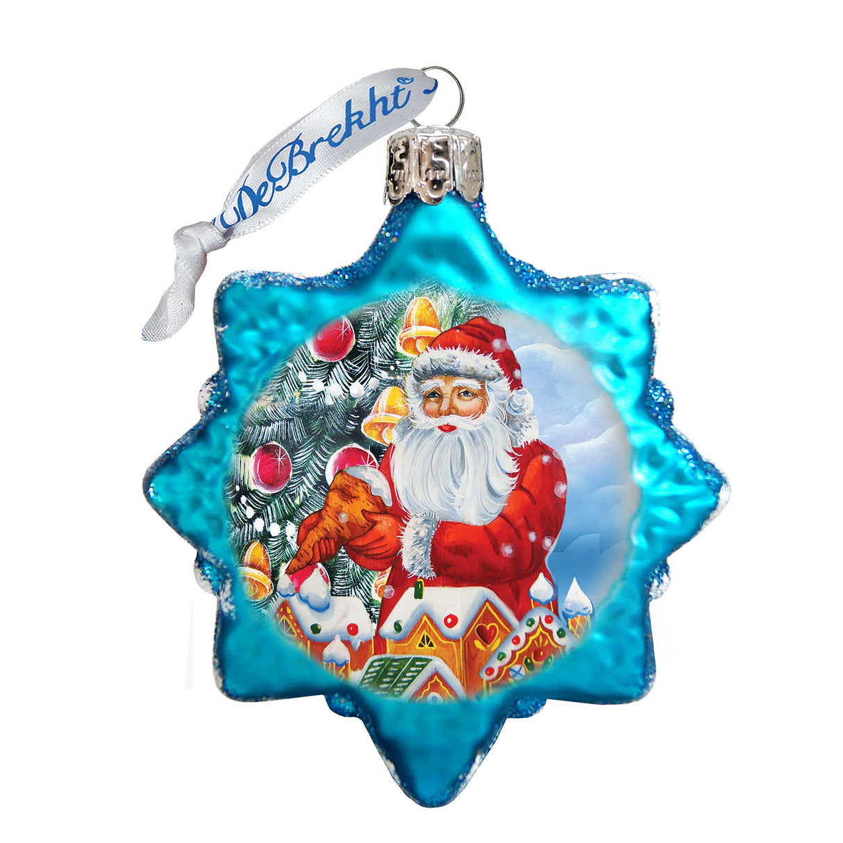 Adorno de cristal de mercurio con forma de casa de jengibre de Papá Noel de G. DeBrekht - Decoración navideña con muñeco de nieve de Papá Noel - 773012
