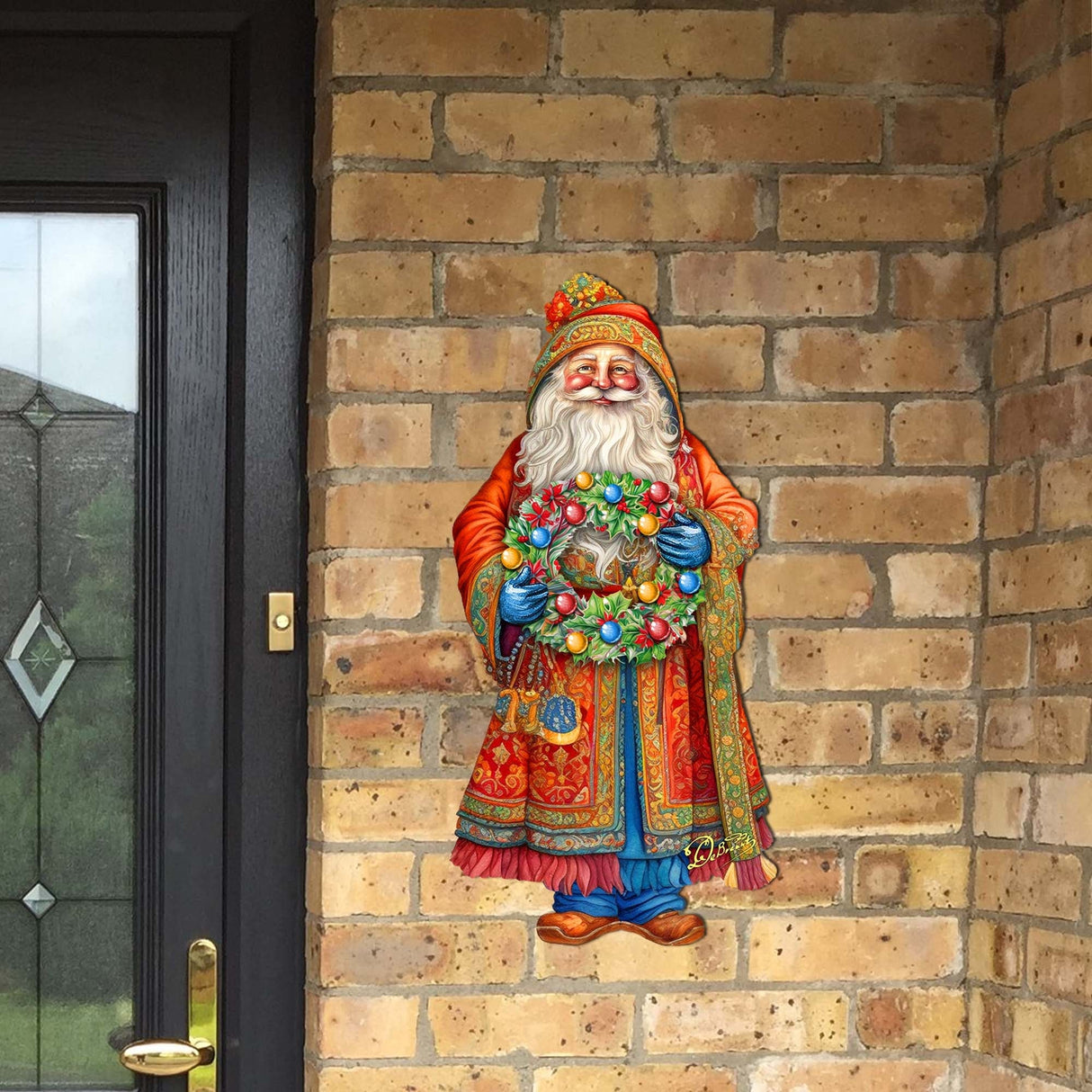 Corona de la Alegría de Papá Noel, decoración navideña para puerta de G. Debrekht - Decoración navideña de Papá Noel y muñeco de nieve - 8691402H