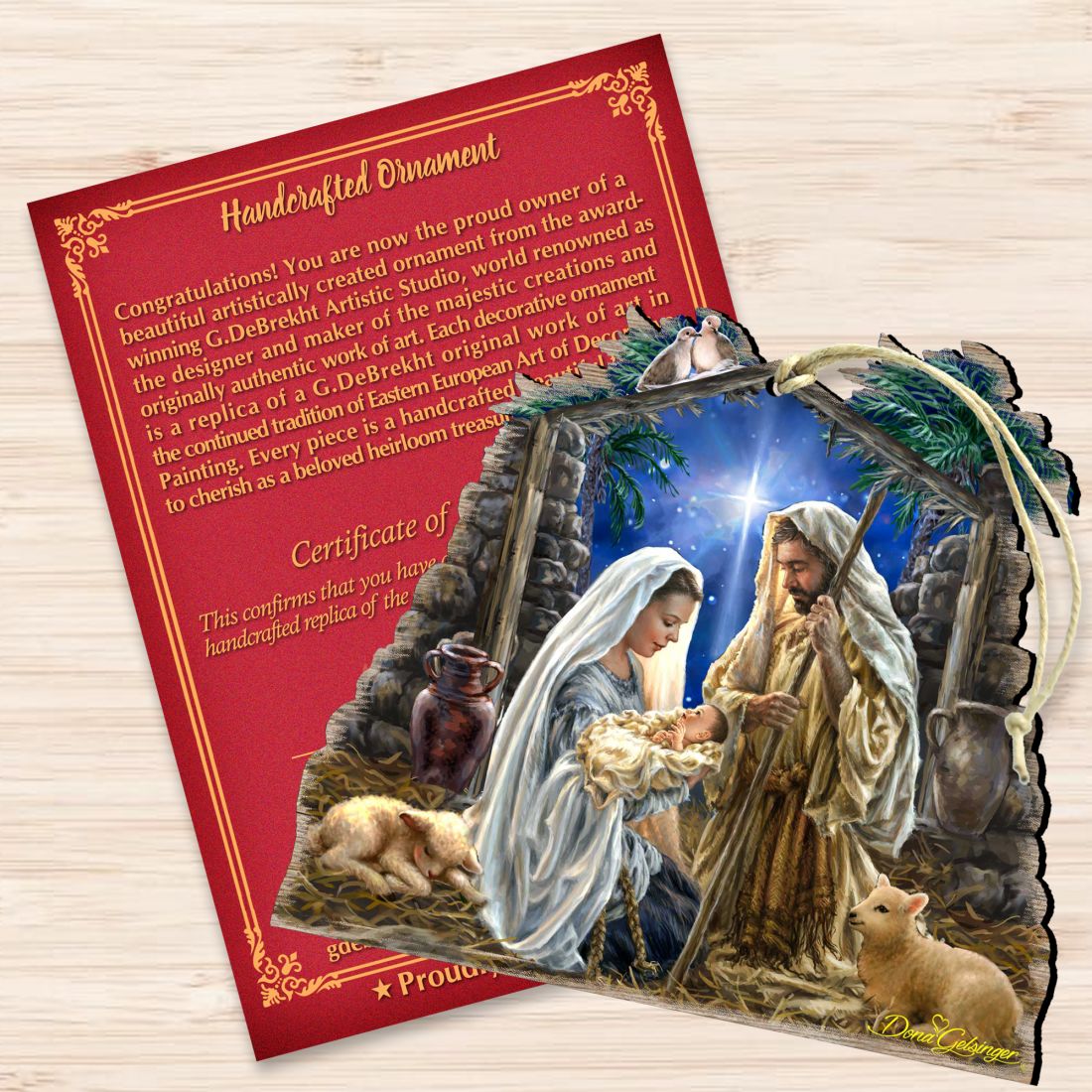 Adornos de madera "Gloria a Dios" de Gelsinger - Decoración navideña - 8161010-1722