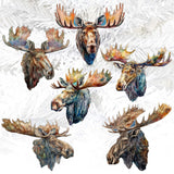 Majestic Moose Decorative Wooden Clip-on Ornaments Set of 6 by G. Debrekht - Wildlife Decor - 8090108C-S6