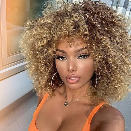 Short Curly Hair African Small Curly Ladies Afro Chemical Fiber Headgear - Lootquake