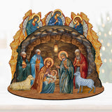 Orthodox Nativity Scene with Angels Decorative Village Set by G. Debrekht Nativity Holiday Decor - 852762