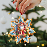 Santa with Bell Snowflake Wooden Ornaments by G. Debrekht - Christmas Santa Snowman Decor - 8688419