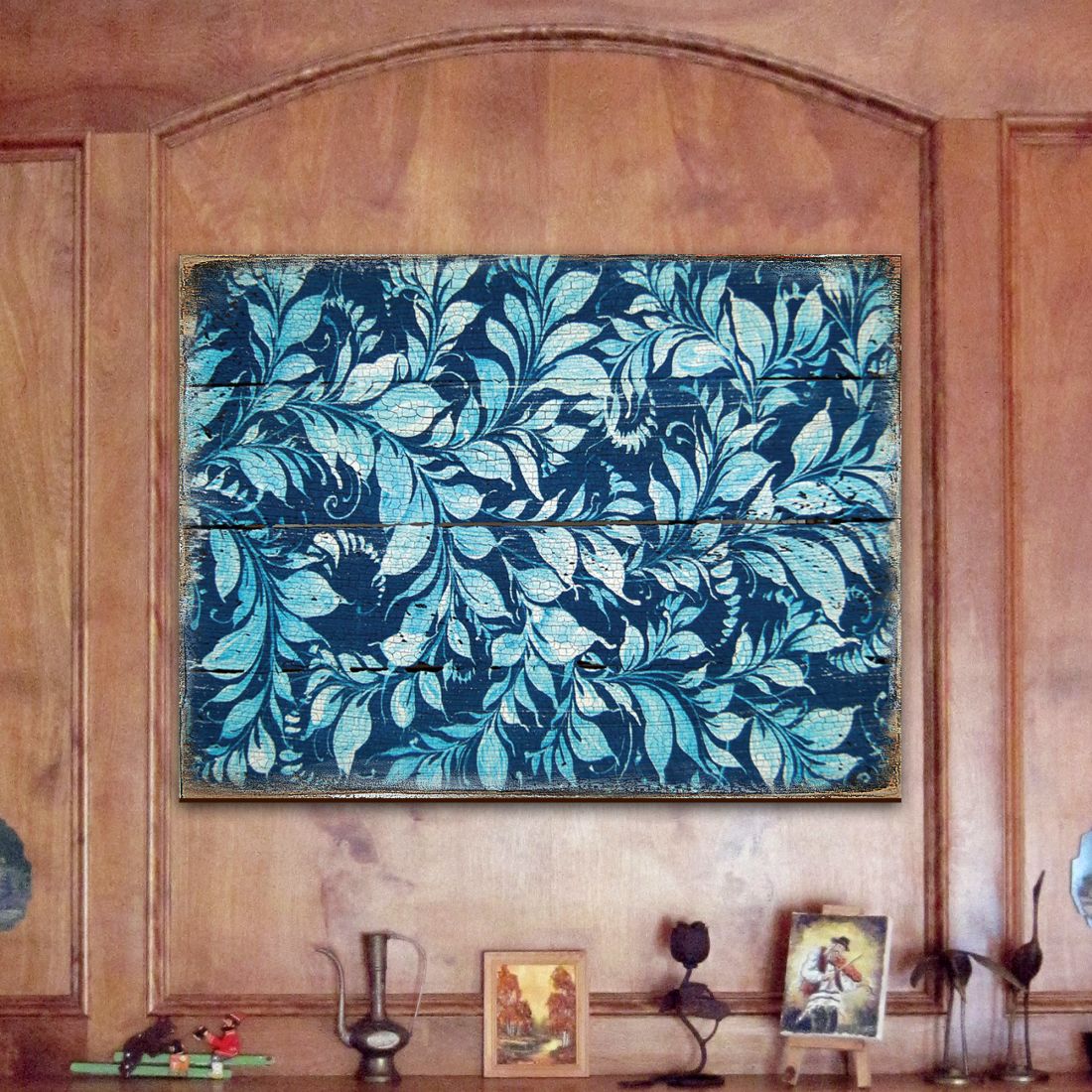 Pattern Rustic Wooden Wall Art by G. DeBrekht - Floral Ornamental Decor - 95007B