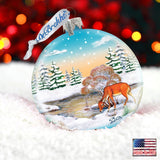 Winter Reindeer Ball Glass Ornament by G. DeBrekht - Wildlife Holiday Décor - 73416