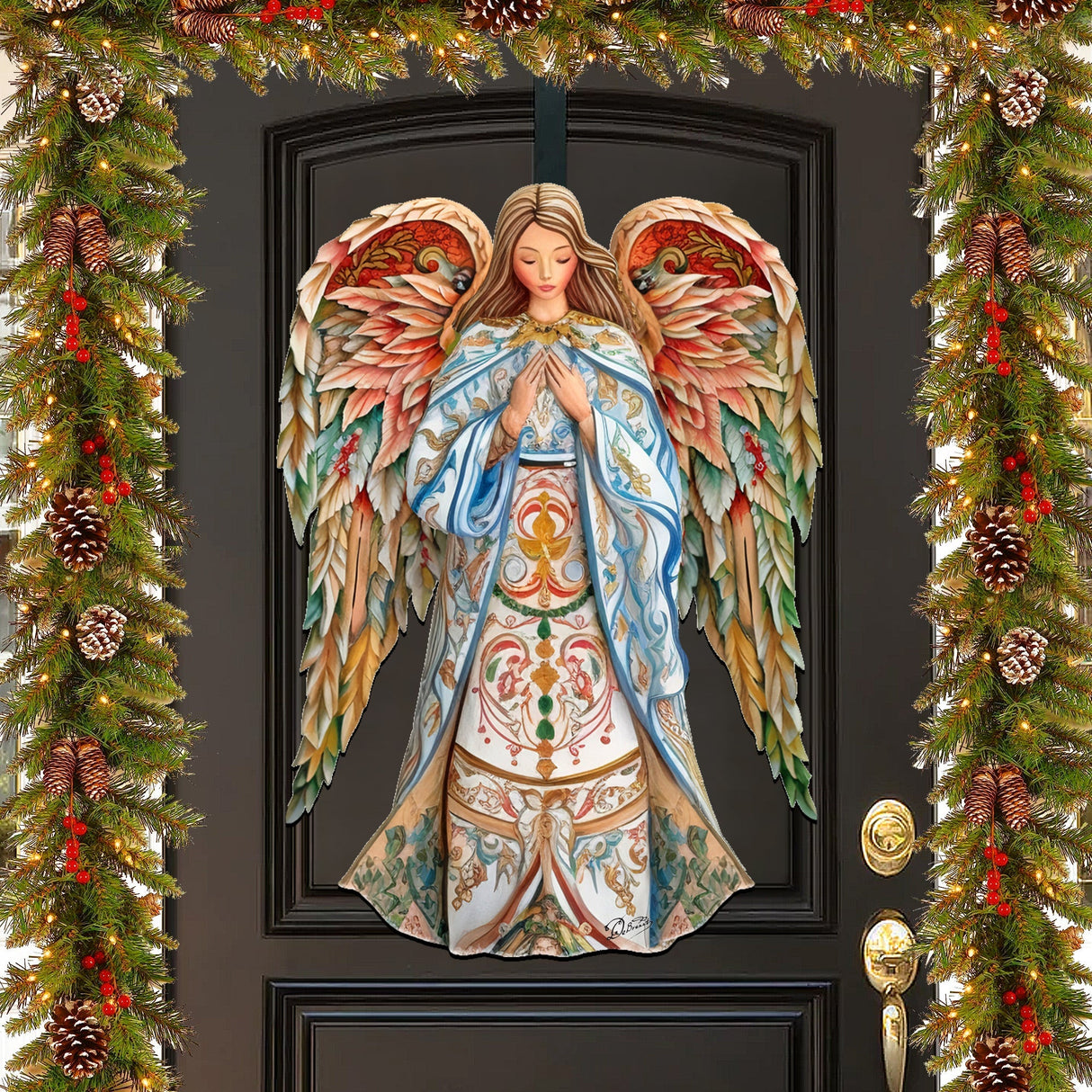 Elegant Angel of Hope Holiday Door Decor by G. Debrekht - Nativity Holiday Decor - 8611073H