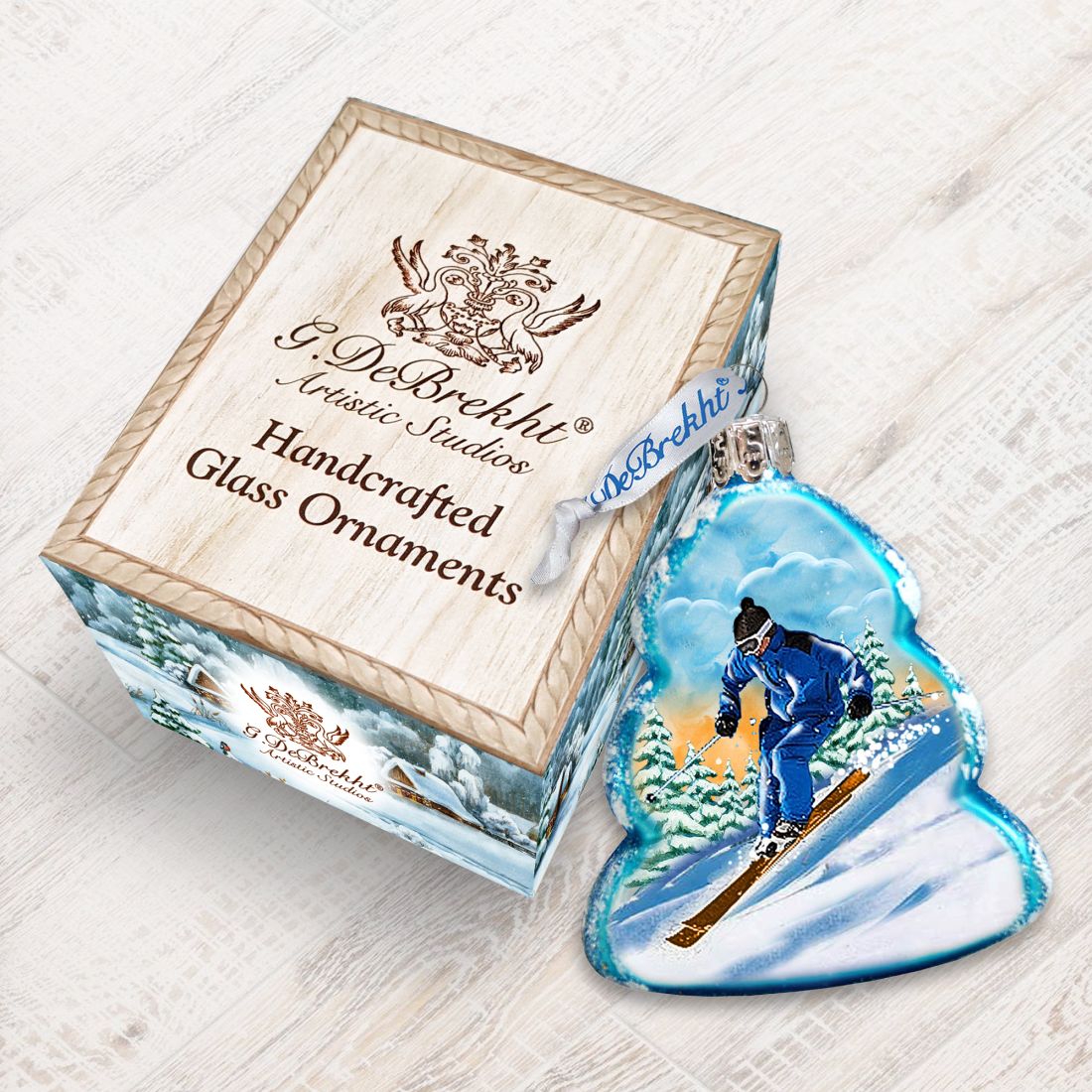 Adorno de cristal de mercurio con forma de esquiador de G. DeBrekht - Decoración navideña con motivos de vida silvestre - 771037